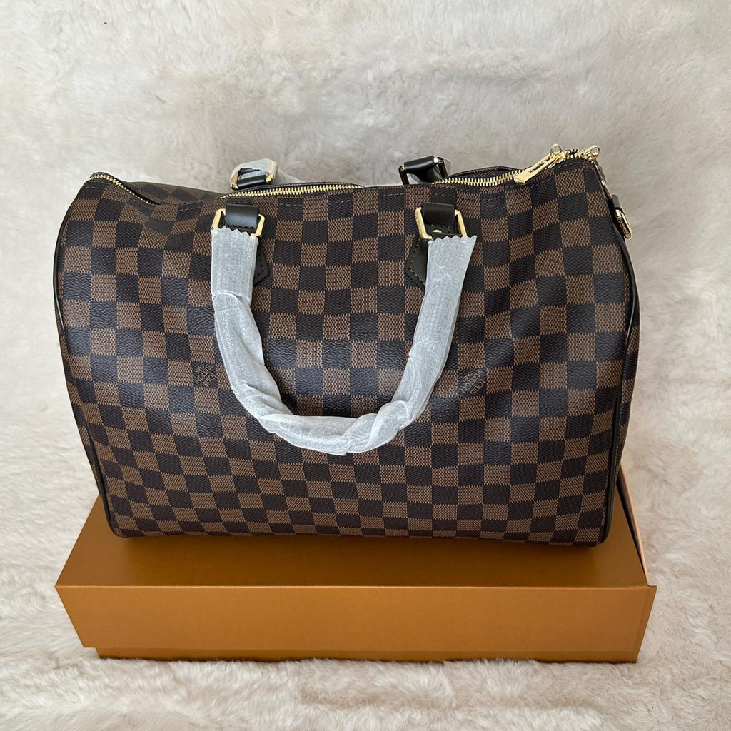 Sac à main bandoulière monogramme beige et marron — Taille L