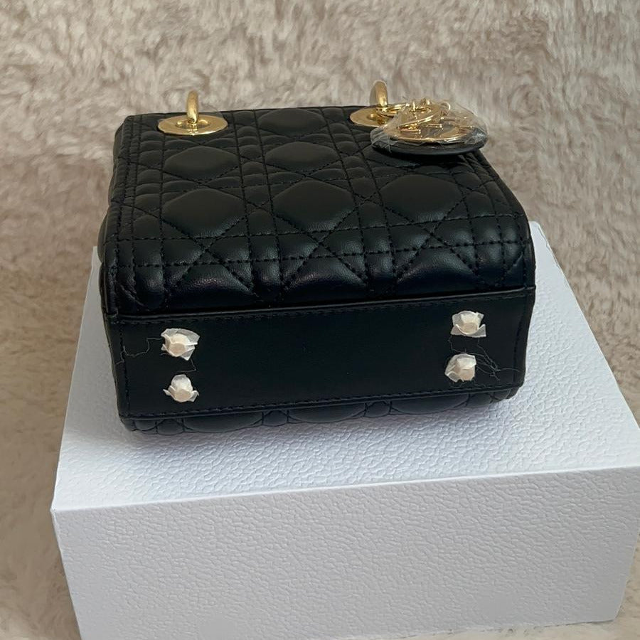 Sac à main cuir matelassé noir — Taille S