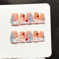 Faux ongles à pression Duck Moyen Coccinelle Fleurs Vent Doux Printanier - Faits main (Lot de 10)