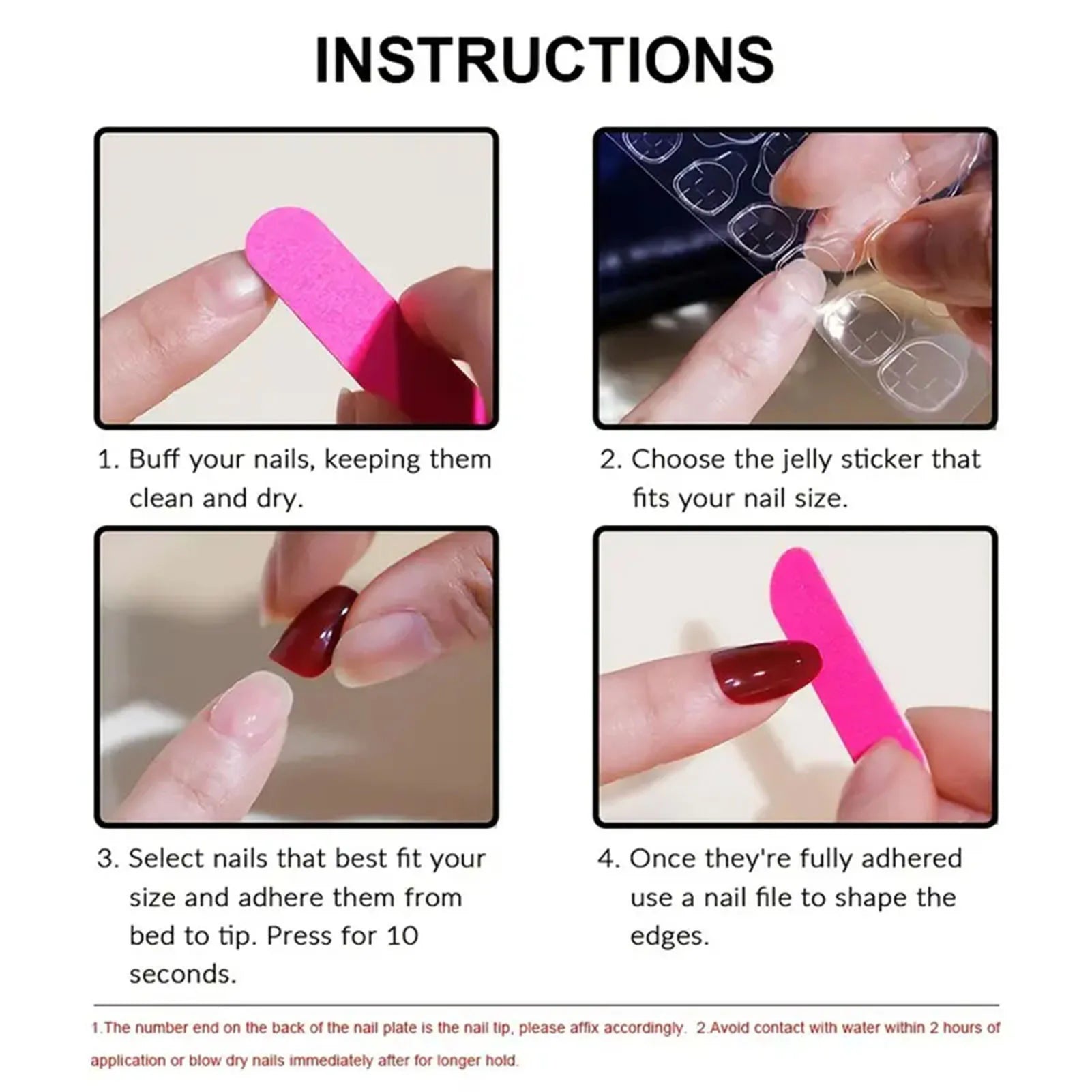 Faux ongles à pression Rouge Glamour et Cristaux - Faits main (Lot de 10)