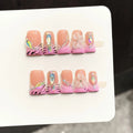 Faux ongles à pression Duck Moyen Dégradé Poudré Tigre Couleurs Magiques - Faits main (Lot de 10)