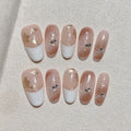 Faux ongles à pression Ovales - Nude Vichy Cristal – Faits main (Lot de 10)