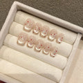 Faux ongles à pression Amande Court French Rétro Pois Œil de Chat Soyeux - Faits main (Lot de 10)