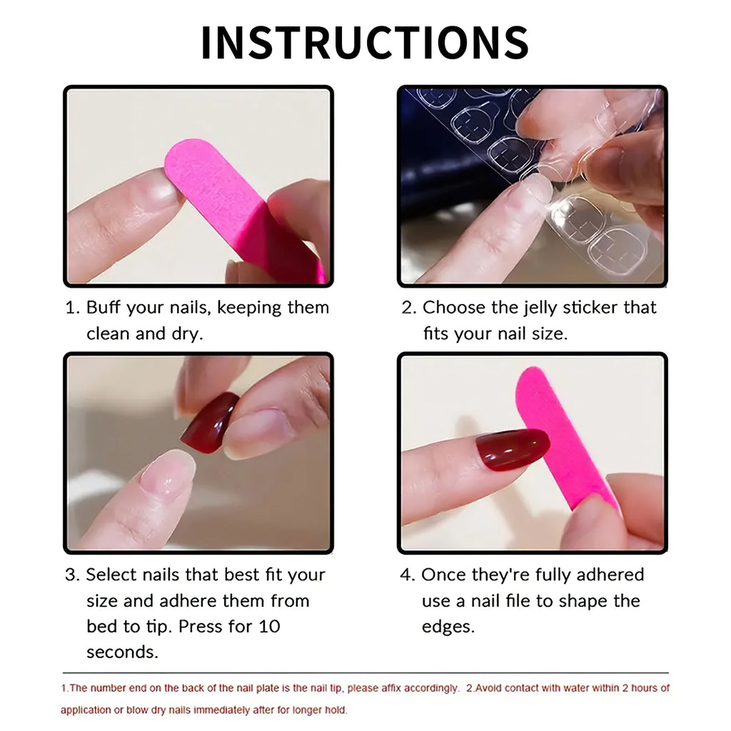 Faux ongles à pression Amande Bordeaux Pois Blancs Sculptés - Faits main (Lot de 10)