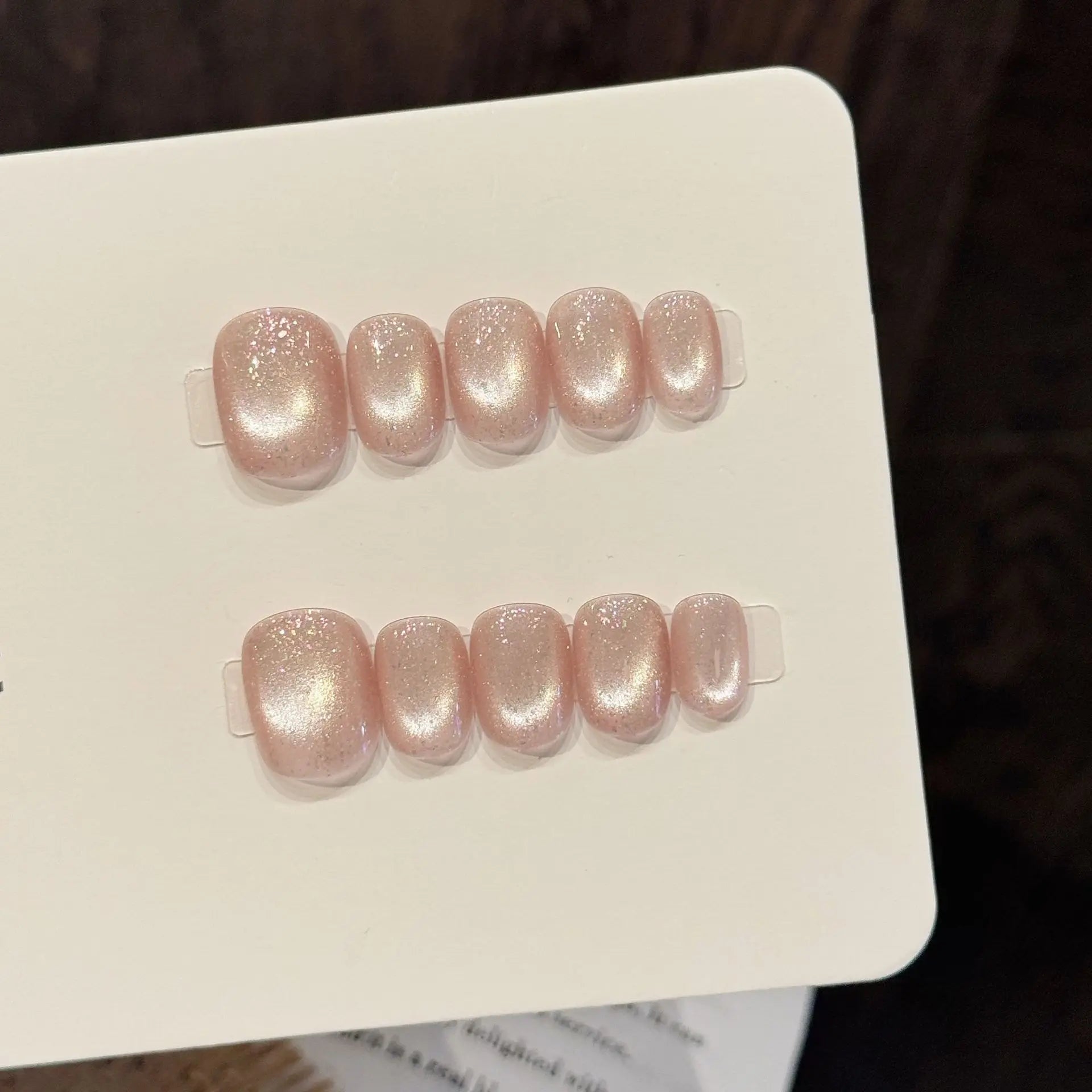 Faux ongles à pression Rond Court Orange Poudré Dégradé Nœud Délicat - Faits main (Lot de 10)