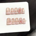 Faux ongles à pression Duck Beige Rosé French Effet Miroir Sculptés - Faits main (Lot de 10)
