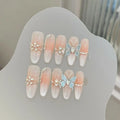 Faux ongles à pression Ovale Long Papillon Effet Miroir Changeant - Faits main (Lot de 10)