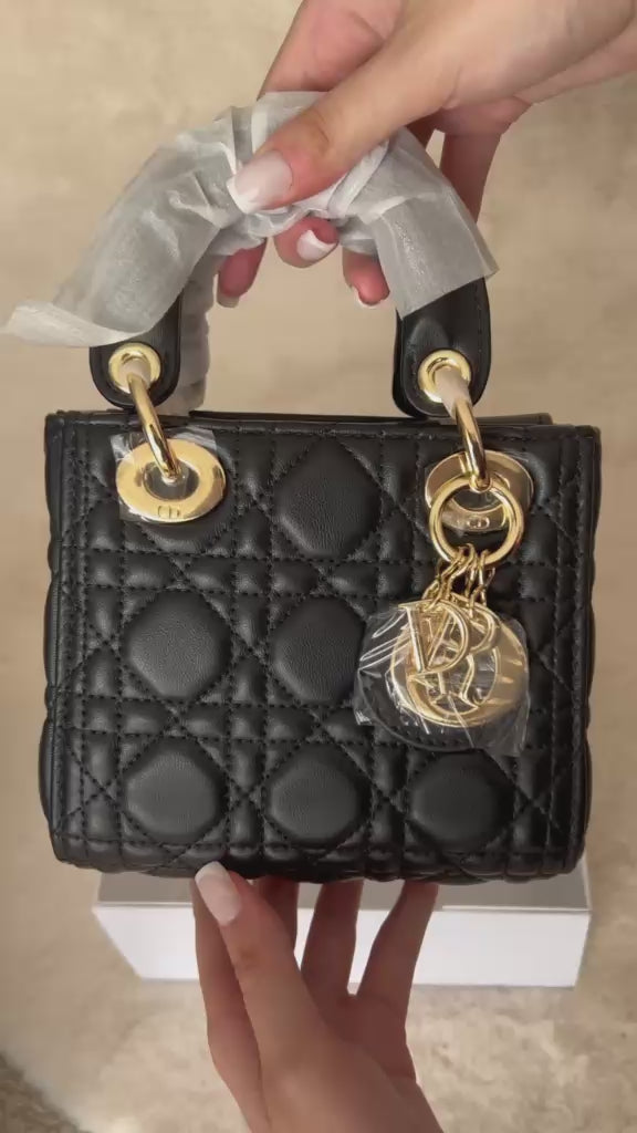 Sac à main cuir matelassé noir — Taille S